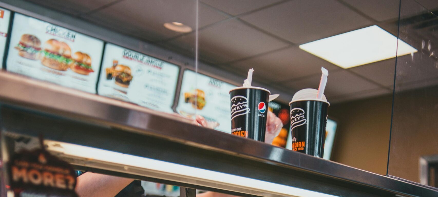 Food counter with digital menu board design