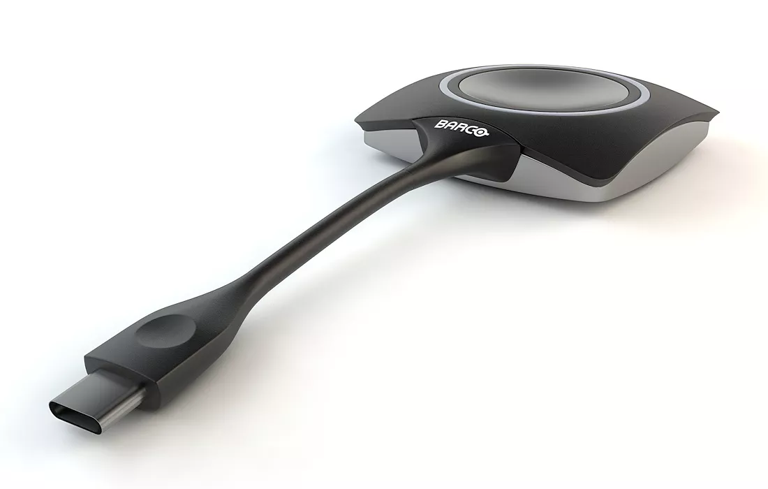 barco clickshare dongle on white background